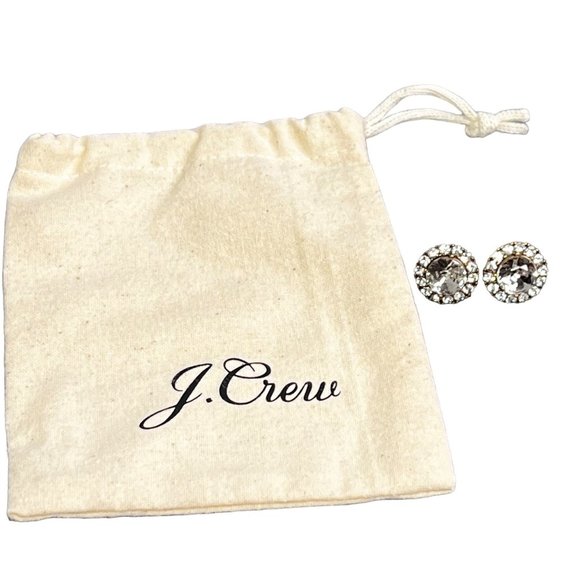 J Crew Rhinestone Earrings in Pouch Large Bling Gold Tone - Picture 1 of 7
